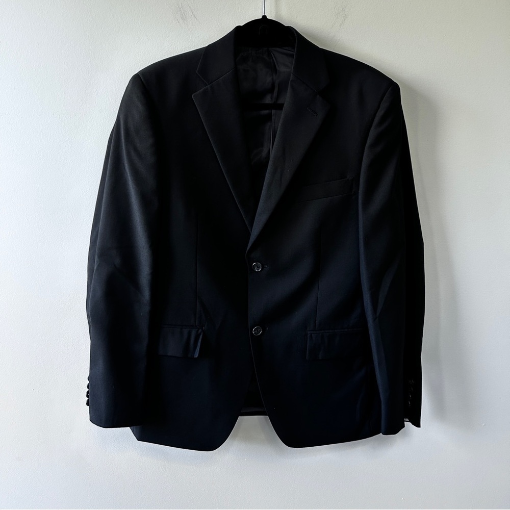 Perry Ellis Men’s 2 Piece Suit 38 Short Blazer & 32R Pants Black Wool Event - Picture 4 of 16